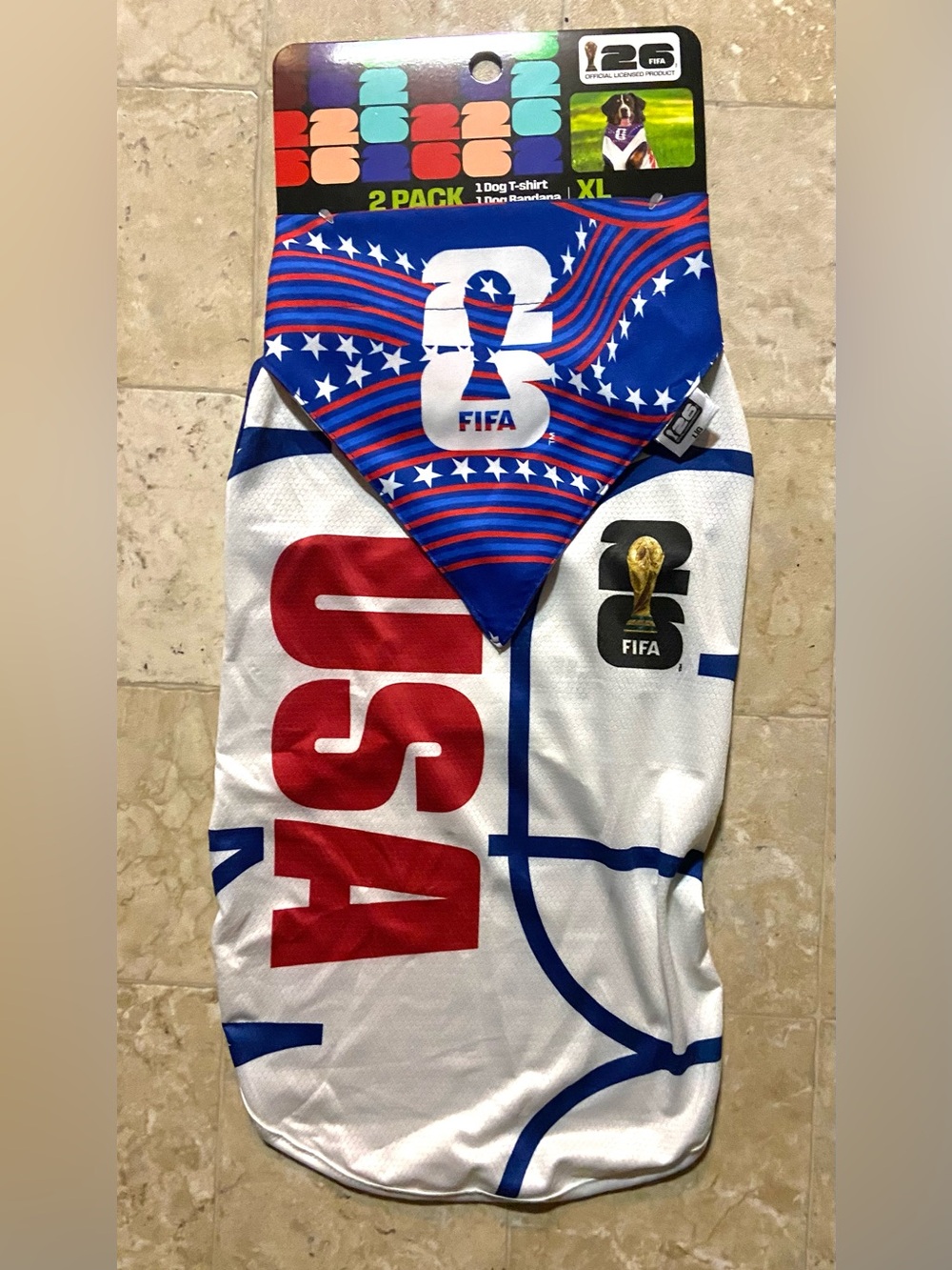 NWT Official FIFA XL Dog T-Shirt & Bandana Set.Bandana has 2 different images⚽️🐾 - Picture 3 of 7